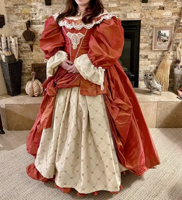 1800 Victorian Civil War Ballgown Dress Women Cosplay Halloween Medium Large