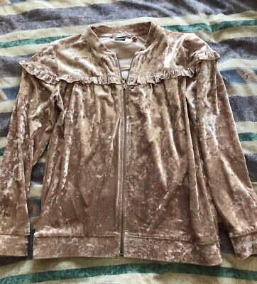 age 12 11-12 crushed velvet tracksuit zip through top Oyster pink Next