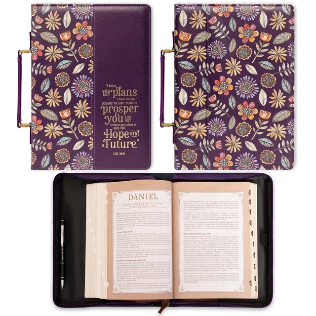 Christian Art Gifts Women's Fashion Bible Cover I Know The Plans, Purple/Gold