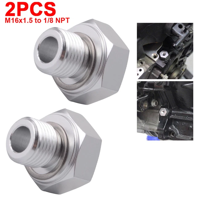 2PCS OIL PRESSURE Sensor Adapter M16x1.5 to 1/8 NPT LS Swap Gauge