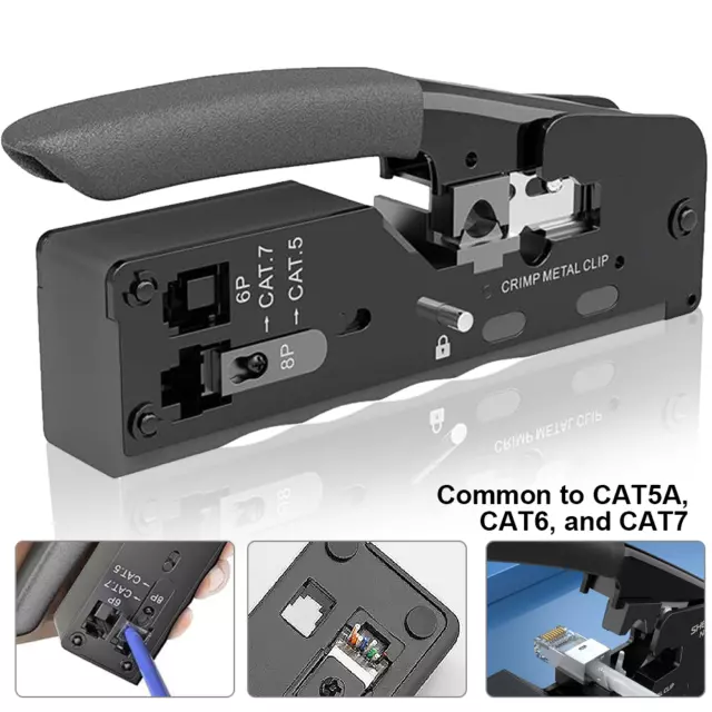 Crimping Tool Crimper RJ45 EZ Pass Through Connector LAN Tools For CAT 5 6 7