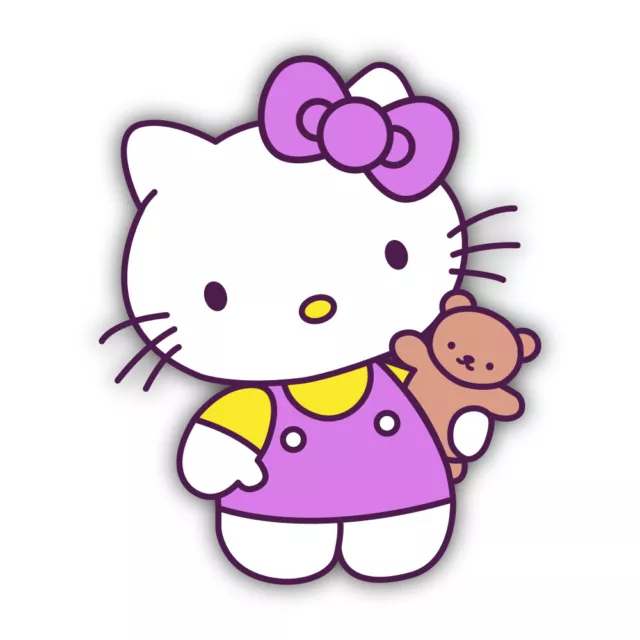 Hello Kitty Holding Teddy Bear Shaped Vinyl Decal Sticker