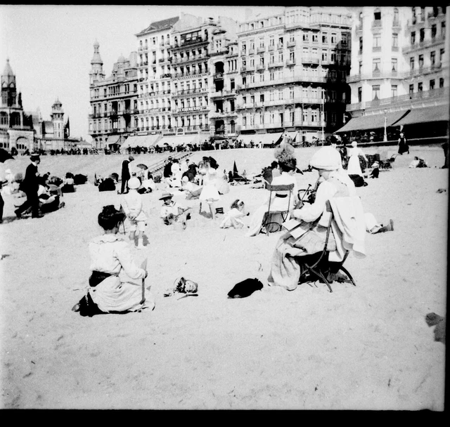 OSTENDE 1910 - Négatif Verre - La Plage Hôtels Belgique - 1447