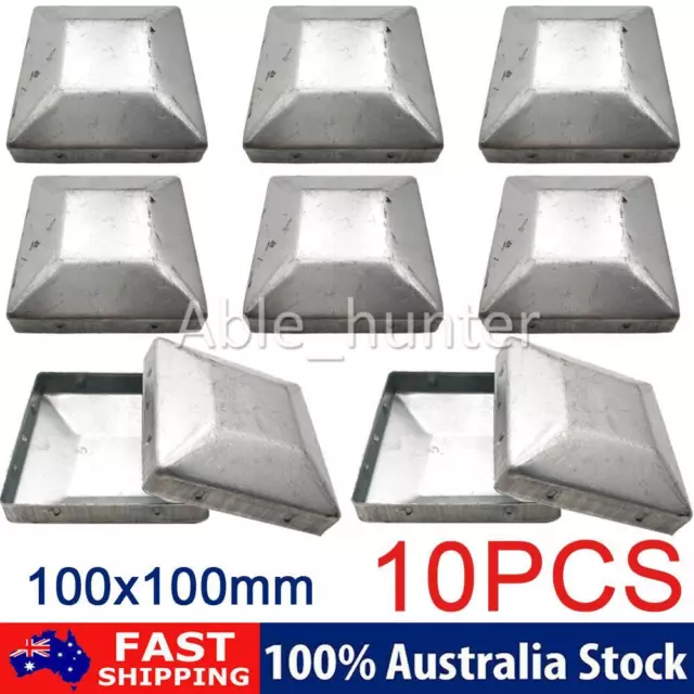 10PCS/ PACK 100mm x 100mm Galvabond Square Knock On Fence Post Caps OZ