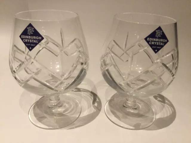 Pair of Edinburgh Crystal - BROUGHTON - Brandy Glasses - Brand New & Perfect
