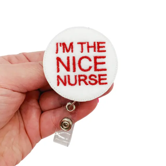 NICE NURSE BADGE Reel Funny RN ID Holder Nursing Name Tag Clip Gift for  Nurses $12.99 - PicClick