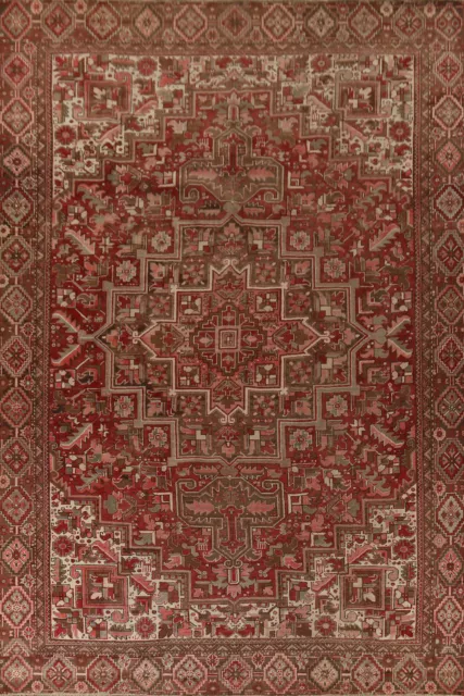 Geometric Wool Vintage Heriz Traditional Handmade Dining Room Area Rug 10x13