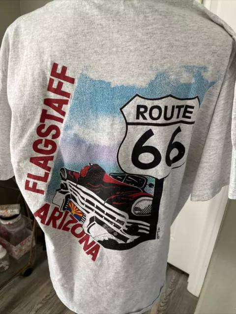 Vtg  All Sport Pro Weight T Shirt Single Stitch XL Route 66/ Covette/Flagstaff