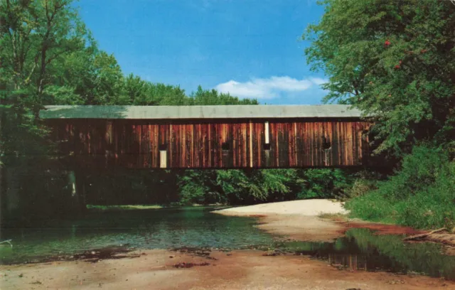 Postcard NH West Ossipee New Hampshire Bearcamp River Covered Bridge BromleyCoB4