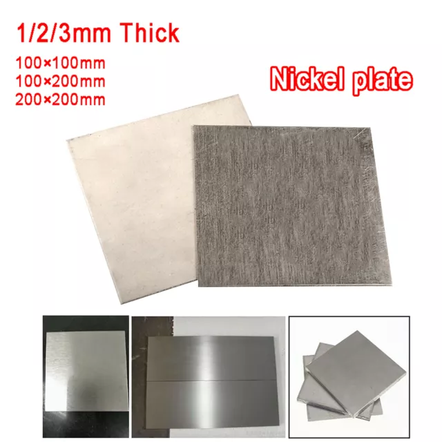 Hochrein Nickel Blech Platte Ni Metall Platten | 1/2/3mm Dick | Größe wählbar