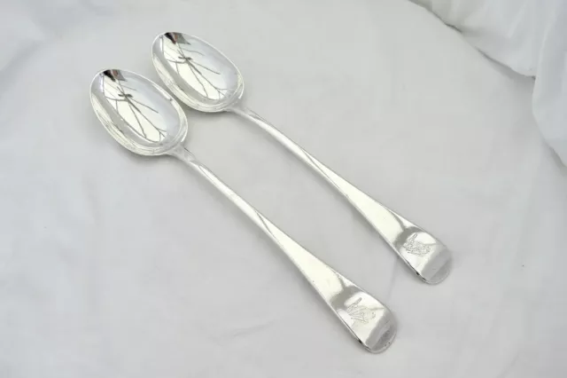 RARE PAIR of VICTORIAN HM STERLING SILVER BASTING SPOONS 1868