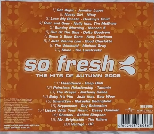 SO FRESH : The Hits of Autumn 2005 CD (Universal, 2005) Free Post 2