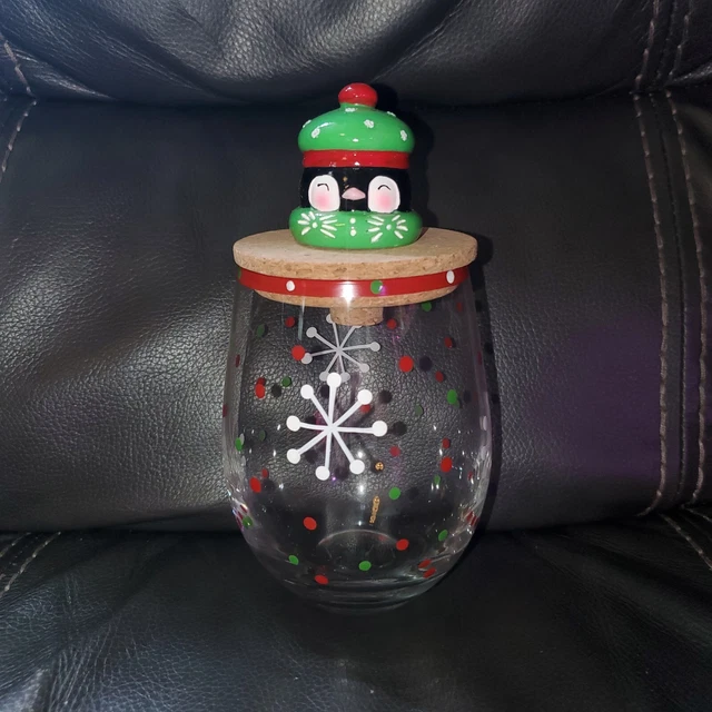 Temptations By Tara Winter Whimsy Christmas Glass Red W/ Penguin