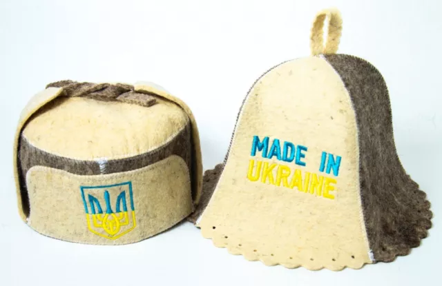 Set 2 SAUNA Hat Ukrainian Ushanka ear Blue Yellow Banya Patriot made in Ukraine