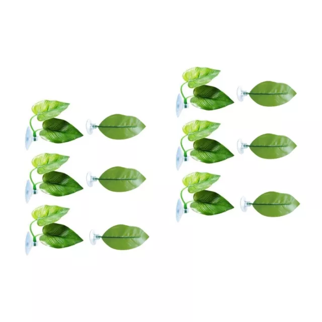 12 piezas cuencos de plástico de simulación de hojas de acuario para pecera hoja verde