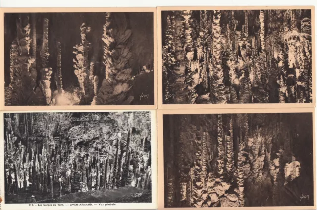 Lot of 4 Antique Old Postcards AVEN-ARMAND Cellars LOZÈRE yvon