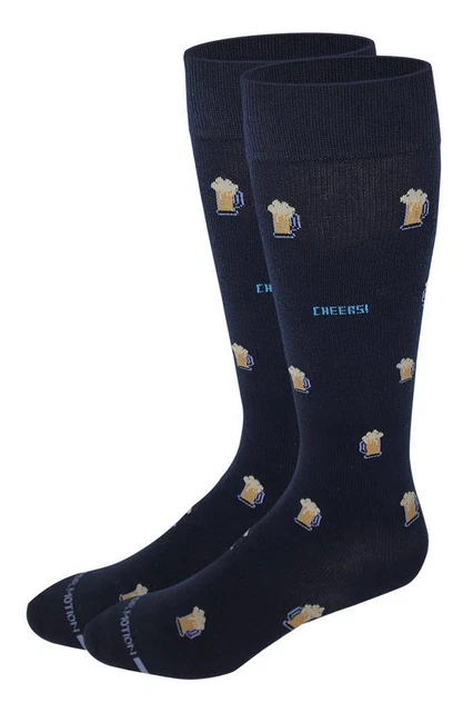 Dr. Motion Beer Print Men's Mild Compression 8-15 mmHg Knee High Socks