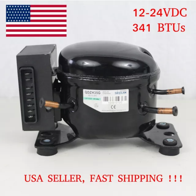 12V 24V DC Refrigeration Compressor Fridge Freezer Marine Solar QDZH35G R134a