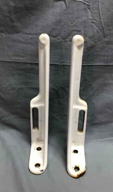 VTG Pair Cast Iron 13" White Porcelain Sink Wall Support Brackets Old 533-23B