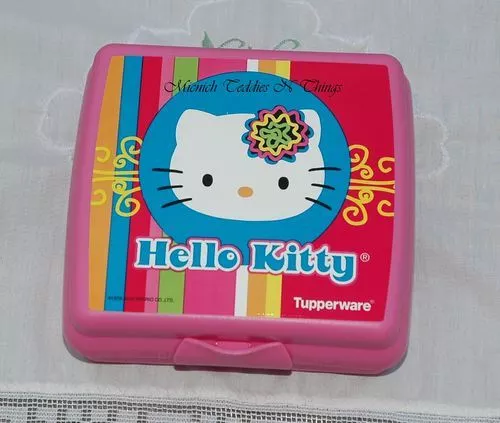 Tupperware Hello Kitty Bright Pink Stripes Sandwich Keeper