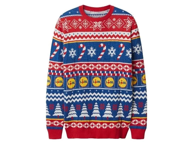 Pull De Noël Lidl Pour Enfant Taille 12/14 Ans - Noir Motif Bleu - Neuf Avec étiquettes