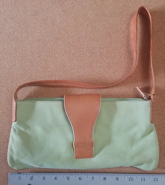Sigrid Olsen Small Shoulder Suede Purse Lime Green