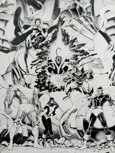 X-MEN VS SENTINELS Poster Print Signed by Arthur Adams 2017 13x19” Marvel