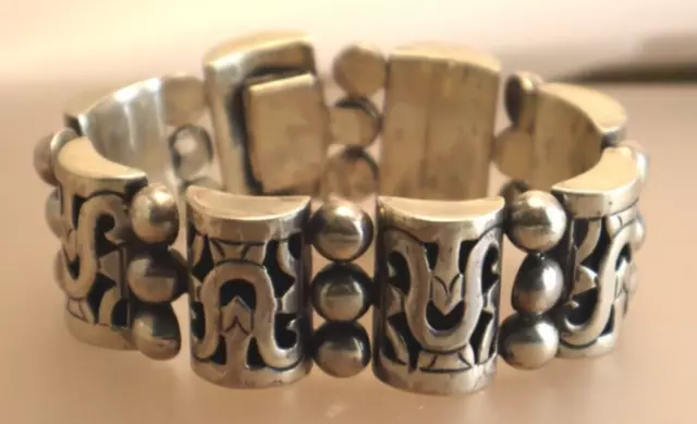 Vintage Taxco Shadowbox Bracelet Mexican Sterling