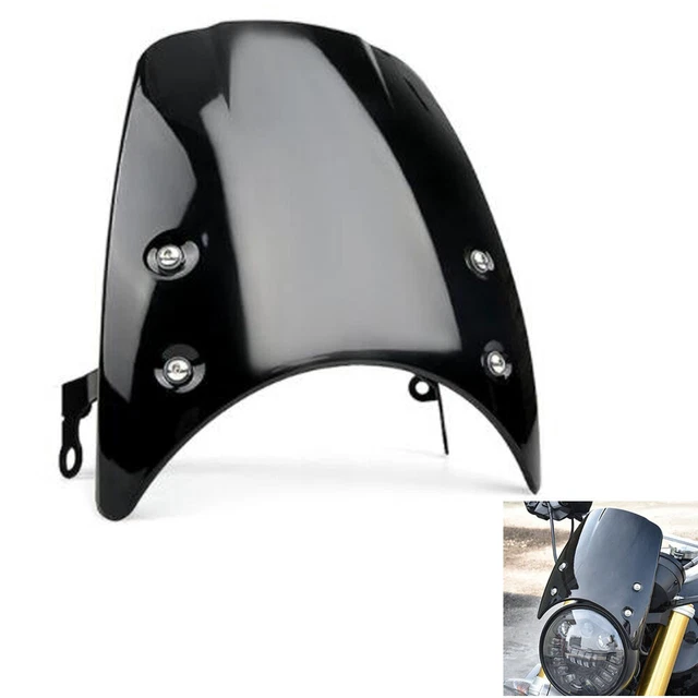 Universal Motorcycle Black Front Windshield Windscreen w/ Mount Bracket 1 Set