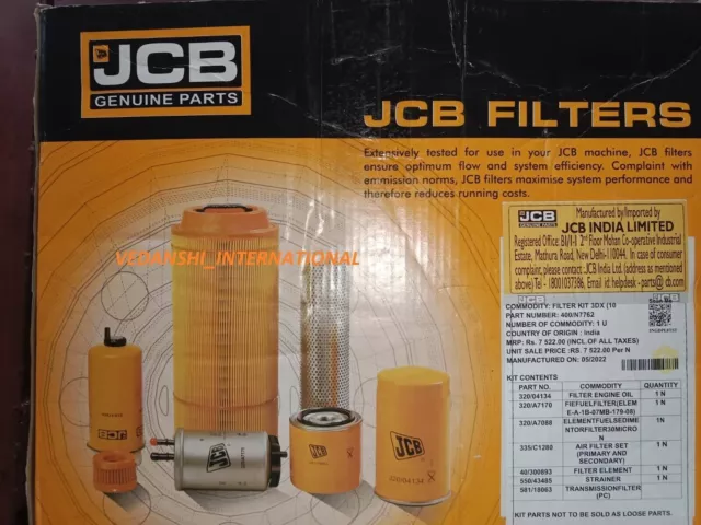 Jcb Pelle Rétrocaveuse - Kit De Filtre De Service D'origine Jcb, 1000...