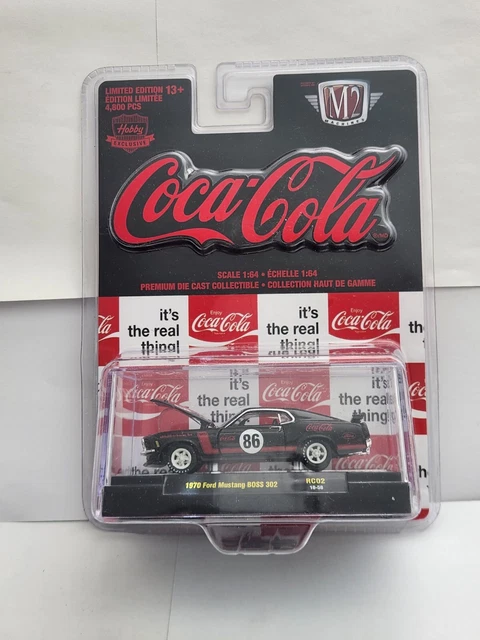MACHINES M2 COCA Cola 1970 Ford Mustang Boss 302, Blanc, 1:64 EUR 26,35