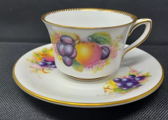 Royal Worcester Small Cup and Saucer, Worcester Fruit, Connoisseur Collection