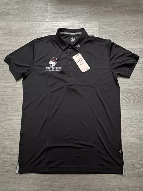 Druh Golf Fore Business Logo Mens Black Polo Shirt - Size Medium - New With Tags