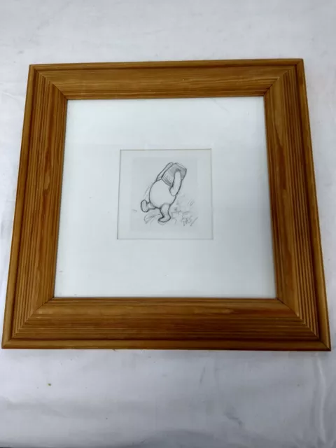 Winnie The Pooh Vintage Pencil Sketch Print By E H Shepard - Pine Wood Frame