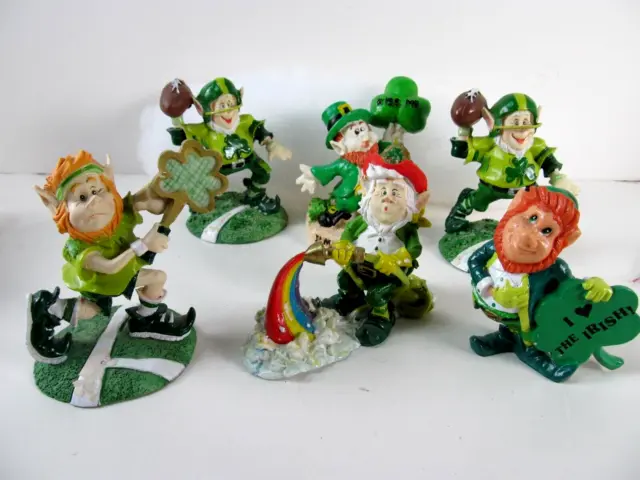 Vintage Set of 6 Leprechaun Figures St. Patrick 4"