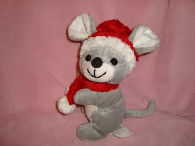 Sears Exclusive Wishkers Plush & Beans Christmas Mouse 8" tall