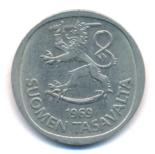 Finland 1969 1 Markka Coin (6.1 g) - Mark - 1 mk