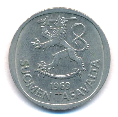 Finland 1969 1 Markka Coin (6.1 g) - Mark - 1 mk