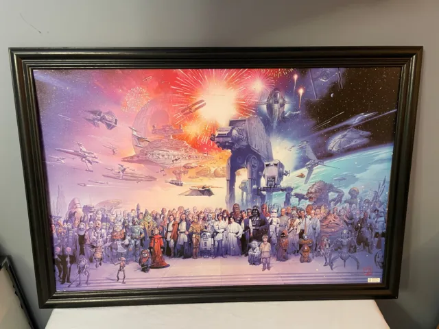 Framed Star Wars Galaxy Tsuneo Sanda Trends #6263 Oil Painting Poster 37"x 25"