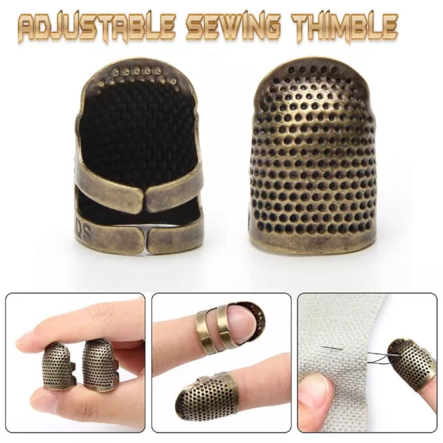 Sewing Thimble Finger Protector Adjustable Finger Metal Shield Pin Needles Tool