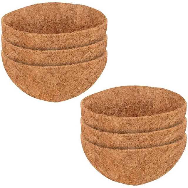 6 pezzi inserto rotondo cocco per cesti sospesi, fiori B6M39377