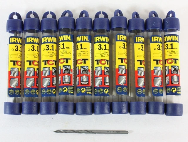 Irwin TCT carbure de tungstène incliné 3,1 mm DIN 338 lot de 10 forets métalliques