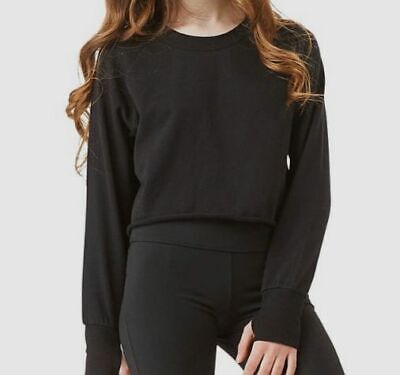 $58 Habitual Kid's Girl's Black Luella Long Sleeve Pullover Sweatshirt Size 14