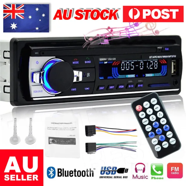 Car Radio Stereo 1Din Bluetooth FM Audio Head MP3/USB/SD/AUX In-Dash Unit Player