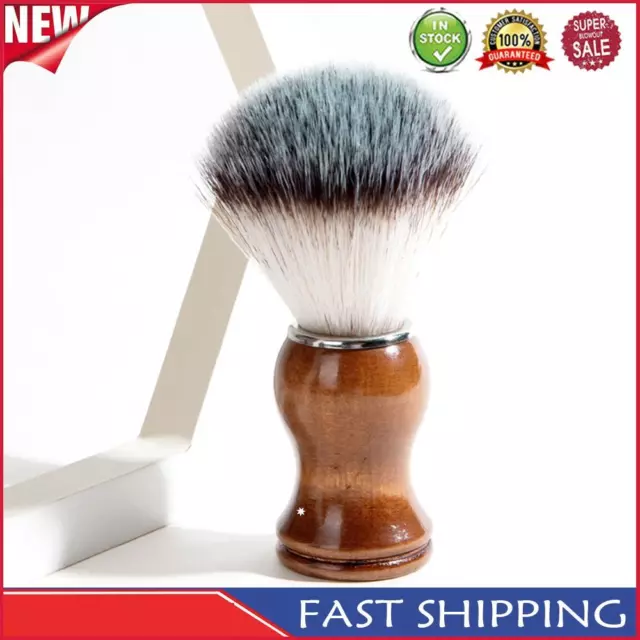 Men Razor Brush Wood Handle Nylon Wool Bristle Brush Comfortable for Hair Salon