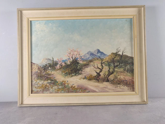 Tableau Huile Sur Bois - Paysage De Style Impressionniste, Signé, école Française XIXe Siècle, Bon état