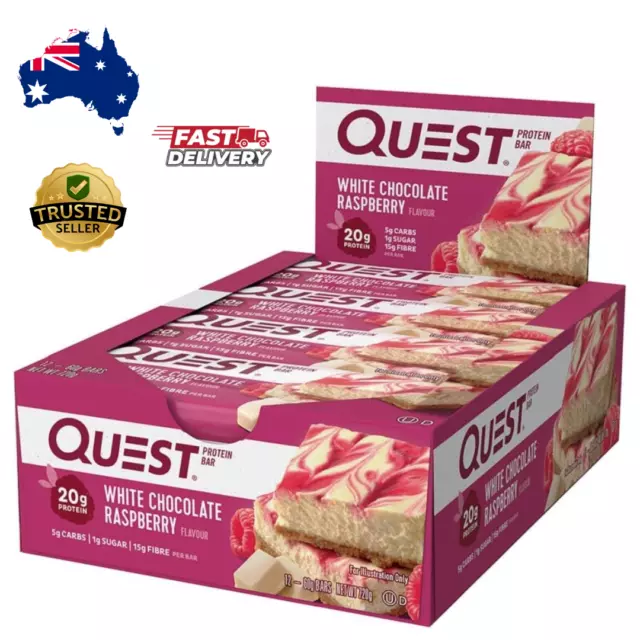 12x Quest Nutrition White Chocolate Raspberry Protein Bar, High Protein, LowCarb