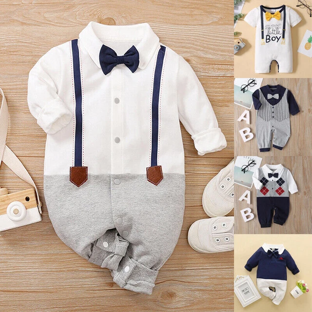 Newborn Baby Boys Gentleman Bodysuit Romper Pants Jumpsuit Playsuit Clothes