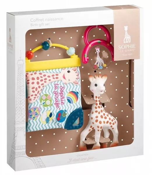 VULLI 010325 Geschenkset zur Geburt sophie la girafe, Entdeckerbuch, Kugelrassel