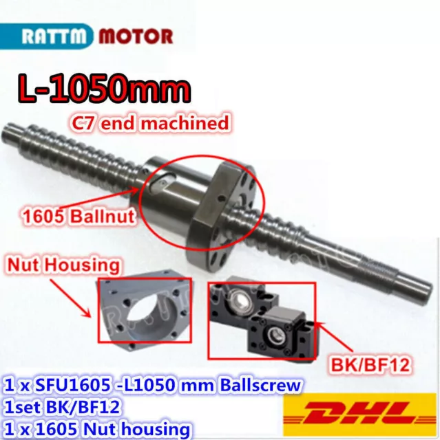 〖EU〗Ballscrew SFU1605 c7 L1050mm&Nut +BK BF 12 for CNC Router Engraving Machine